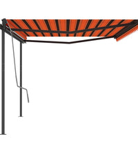 Markise Automatisch Einziehbar mit Pfosten 5x3 m Orange Braun