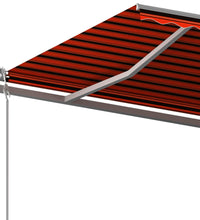 Markise Automatisch Einziehbar mit Pfosten 5x3 m Orange Braun