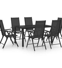 7-tlg. Garten-Essgruppe Aluminium Schwarz