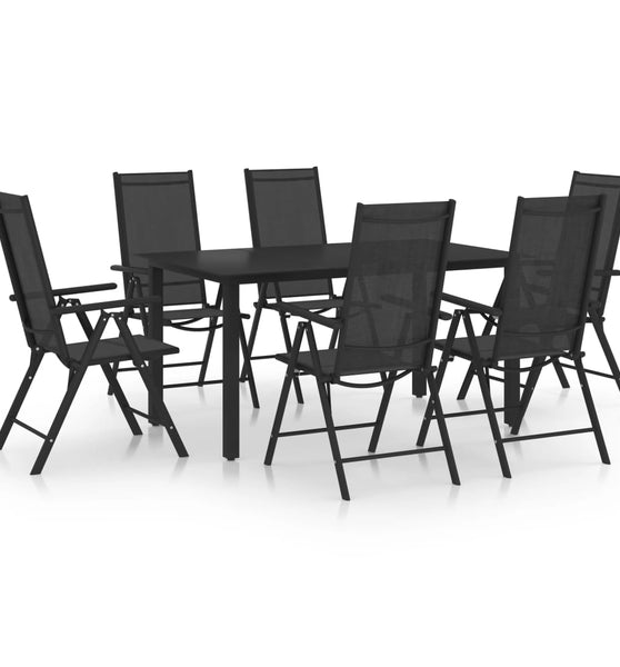 7-tlg. Garten-Essgruppe Aluminium Schwarz