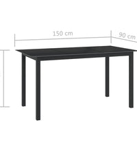 7-tlg. Garten-Essgruppe Aluminium Schwarz