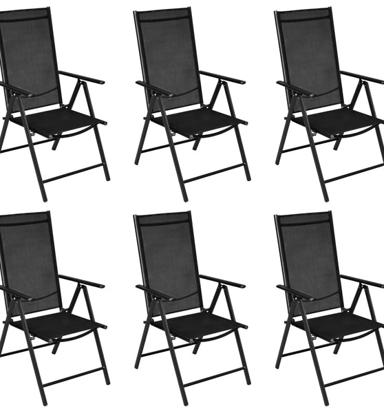 7-tlg. Garten-Essgruppe Aluminium Schwarz