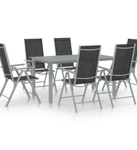 7-tlg. Garten-Essgruppe Aluminium Silbern und Schwarz