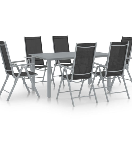 7-tlg. Garten-Essgruppe Aluminium Silbern und Schwarz