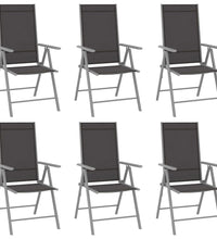 7-tlg. Garten-Essgruppe Aluminium Silbern und Schwarz