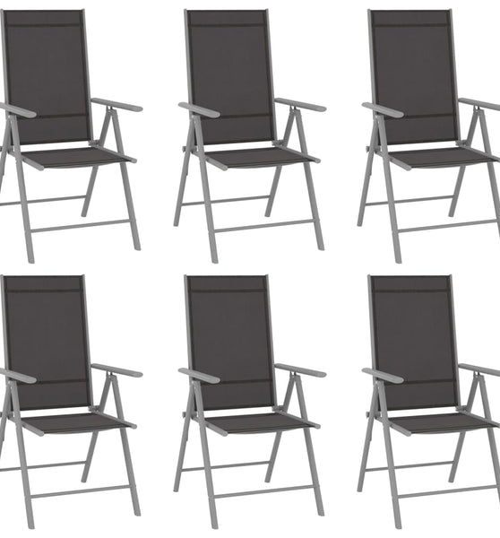 7-tlg. Garten-Essgruppe Aluminium Silbern und Schwarz