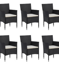 7-tlg. Garten-Essgruppe Poly Rattan Schwarz