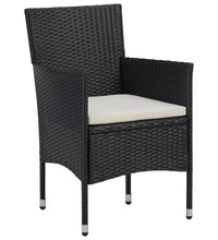 7-tlg. Garten-Essgruppe Poly Rattan Schwarz