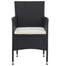 7-tlg. Garten-Essgruppe Poly Rattan Schwarz