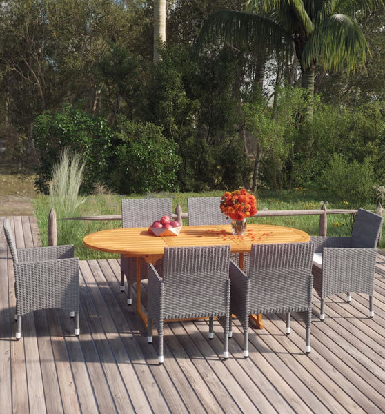 7-tlg. Garten-Essgruppe Poly Rattan Grau