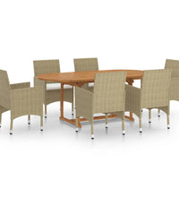 7-tlg. Garten-Essgruppe Poly Rattan Beige