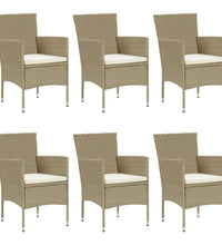 7-tlg. Garten-Essgruppe Poly Rattan Beige