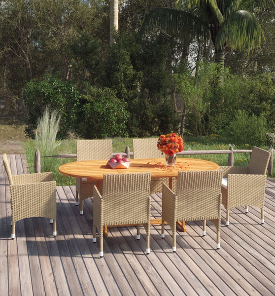 7-tlg. Garten-Essgruppe Poly Rattan Beige
