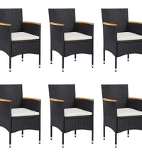 7-tlg. Garten-Essgruppe Poly Rattan Schwarz