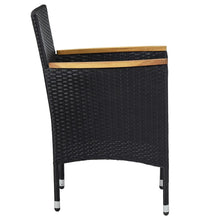 7-tlg. Garten-Essgruppe Poly Rattan Schwarz