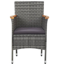 7-tlg. Garten-Essgruppe Poly Rattan Grau