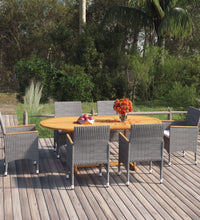 7-tlg. Garten-Essgruppe Poly Rattan Grau