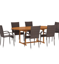 7-tlg. Garten-Essgruppe Poly Rattan Braun