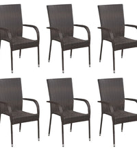 7-tlg. Garten-Essgruppe Poly Rattan Braun