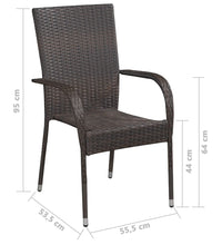 7-tlg. Garten-Essgruppe Poly Rattan Braun