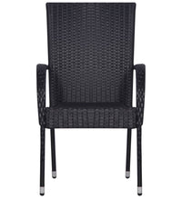 7-tlg. Garten-Essgruppe Poly Rattan Schwarz