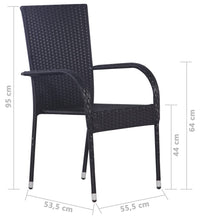 7-tlg. Garten-Essgruppe Poly Rattan Schwarz