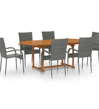 7-tlg. Garten-Essgruppe Poly Rattan Grau