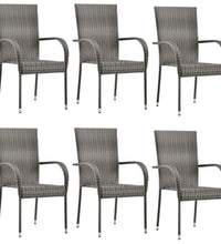 7-tlg. Garten-Essgruppe Poly Rattan Grau