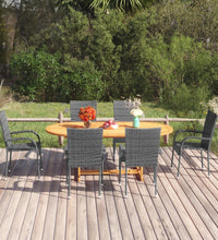 7-tlg. Garten-Essgruppe Poly Rattan Grau