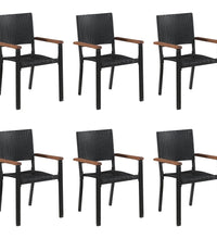 7-tlg. Garten-Essgruppe Poly Rattan Schwarz