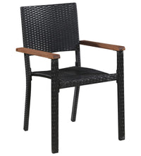 7-tlg. Garten-Essgruppe Poly Rattan Schwarz