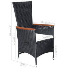 7-tlg. Garten-Essgruppe Poly Rattan Schwarz