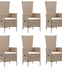 7-tlg. Garten-Essgruppe Poly Rattan Beige