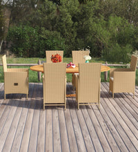 7-tlg. Garten-Essgruppe Poly Rattan Beige
