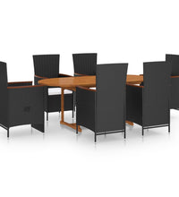 7-tlg. Garten-Essgruppe Poly Rattan Schwarz