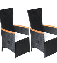 7-tlg. Garten-Essgruppe Poly Rattan Schwarz