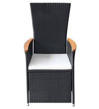 7-tlg. Garten-Essgruppe Poly Rattan Schwarz