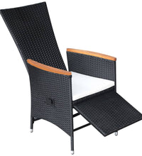 7-tlg. Garten-Essgruppe Poly Rattan Schwarz