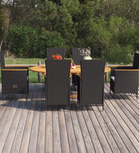 7-tlg. Garten-Essgruppe Poly Rattan Schwarz