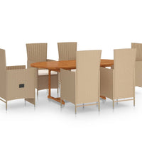 7-tlg. Garten-Essgruppe Poly Rattan Beige