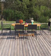 7-tlg. Garten-Essgruppe Poly Rattan Schwarz