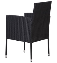 7-tlg. Garten-Essgruppe Poly Rattan Schwarz