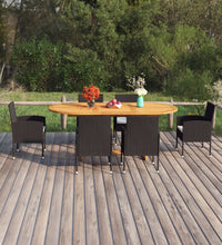 7-tlg. Garten-Essgruppe Poly Rattan Schwarz