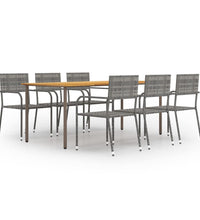7-tlg. Garten-Essgruppe Poly Rattan Anthrazit