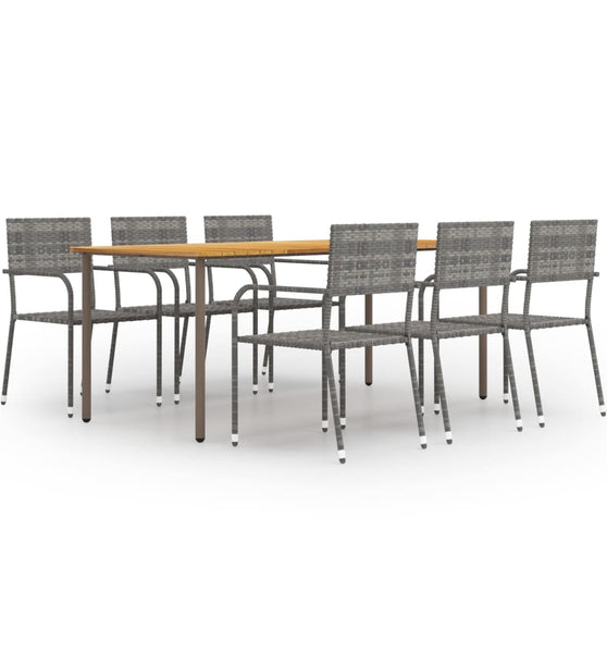 7-tlg. Garten-Essgruppe Poly Rattan Anthrazit