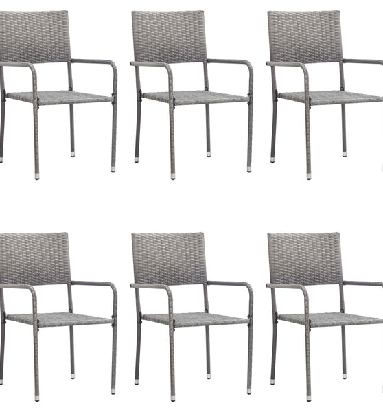 7-tlg. Garten-Essgruppe Poly Rattan Anthrazit