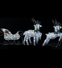 LED-Rentier Schlitten Weihnachtsdeko 100 LEDs Outdoor Silbern