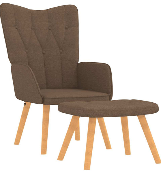 Relaxsessel mit Hocker Braun Stoff