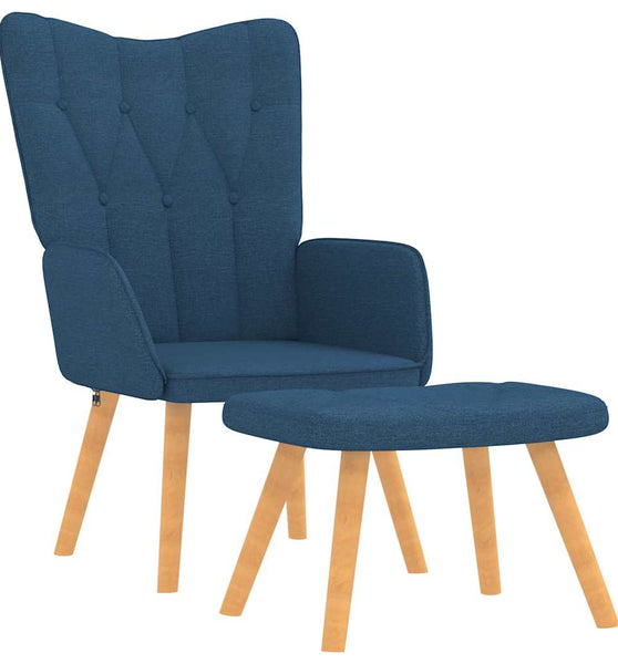 Relaxsessel mit Hocker Blau Stoff