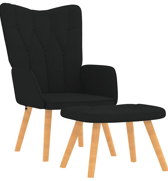 Relaxsessel mit Hocker Schwarz Stoff